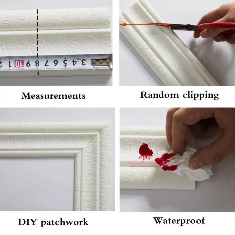 2.3M Baseboard Stickers Self-adhesive Wall Edge Corner Foam Waistline Sticker