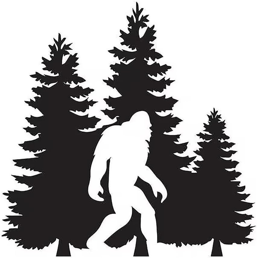 2 PCS Bigfoot Forest Scene Waterproof Vinyl Decai Black Silhouette Stickers for