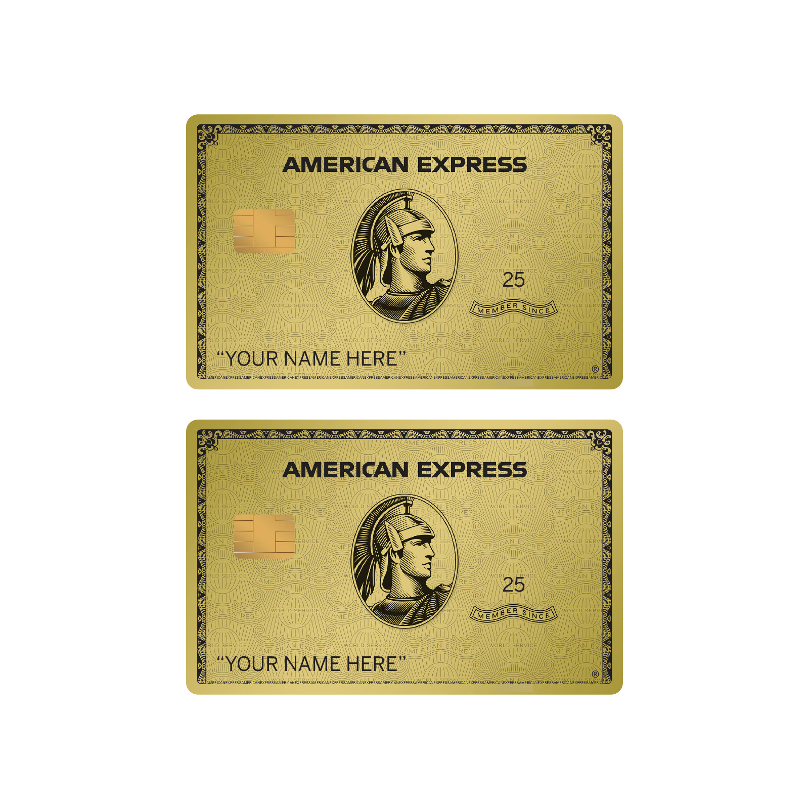 Custom AMEX Gold Card Skin (2-Pack) | Personalized Name | SMALL CHIP Sticker