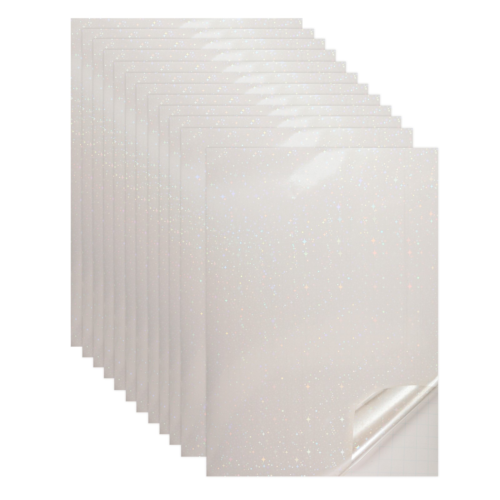 12 Sheets 8.3"x11.7" Holographic Sticker A4 Self-Adhesive Film(Star)
