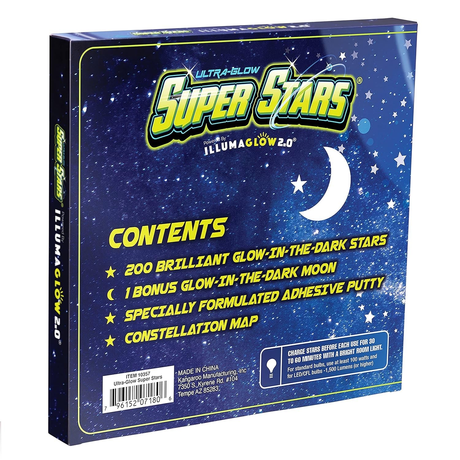Multi-Colored Glow Stars Set – 200 Room Stickers with Bonus Moon for Kids' Décor
