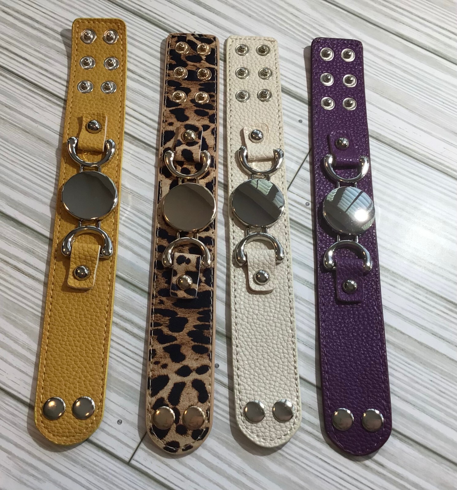 Leather cuff bracelet with monogram – Gold or Silver tone – tons of great color