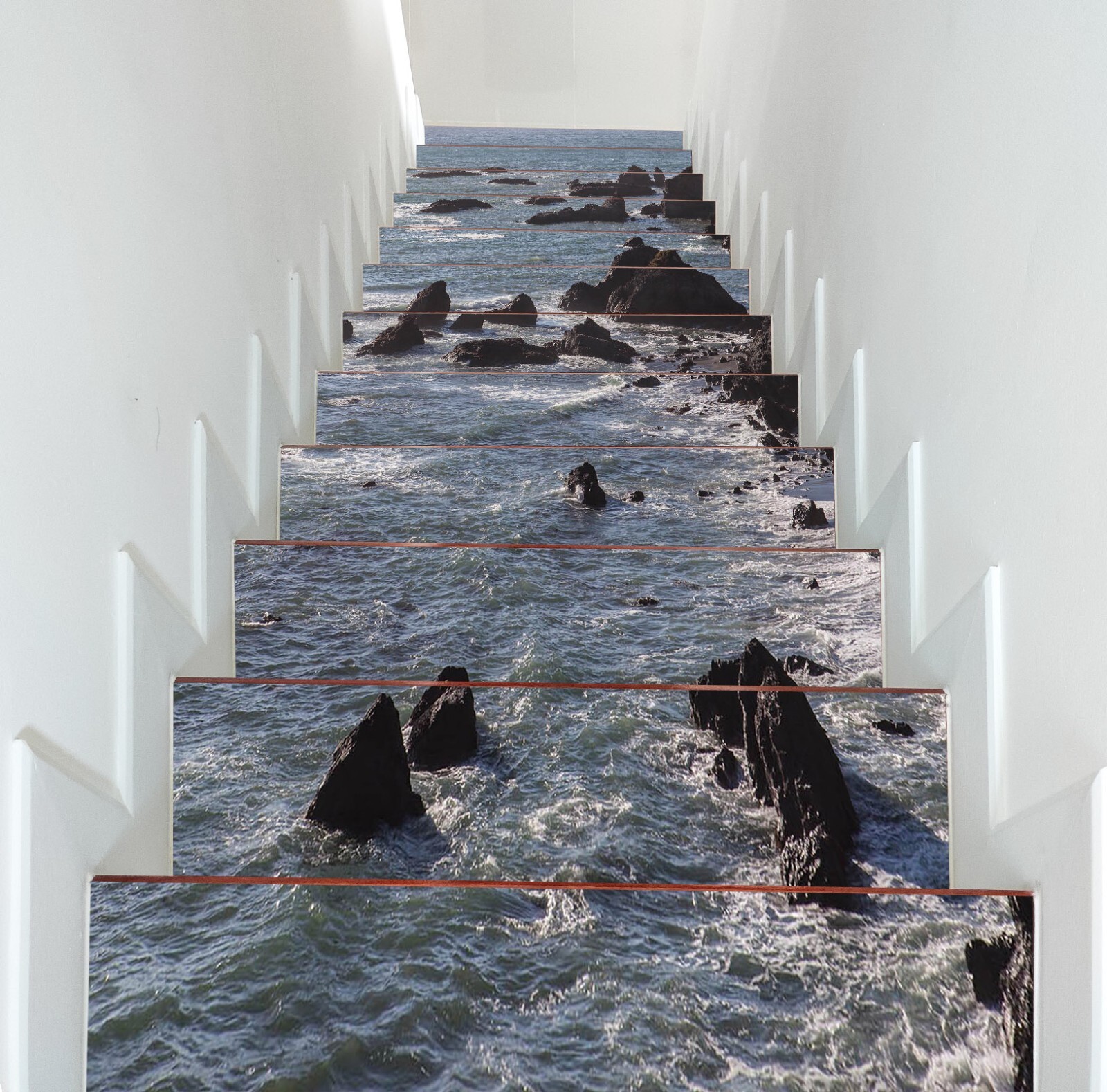 3D Black Sea Reef W082 Stairs Risers Decoration Photo Mural Vinyl Wallpaper Vera