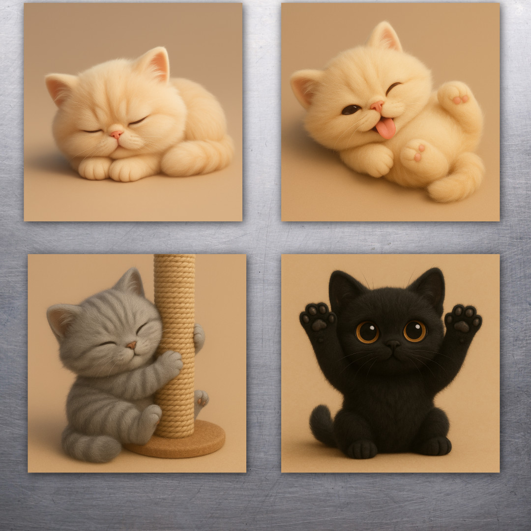 Laptop Tablet Bottle Case GLOSSY Cute Cat Kitty Kitties Art Stickers – SET OF 4