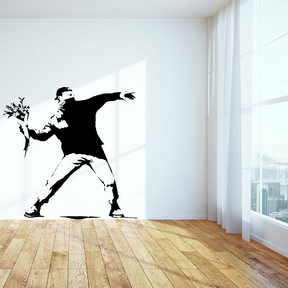 Banksy Flower Thrower Wall sticker Vinyl Mural Art Gift sticker living room