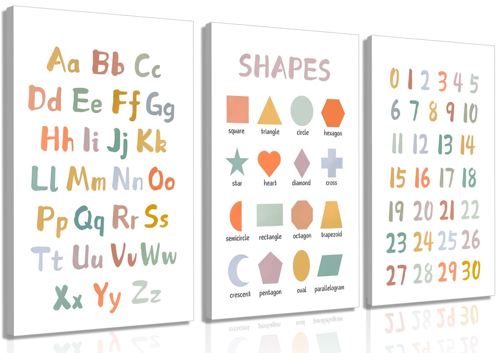3Pcs Kids Playroom Wall Art Decor Toddler Room Decor ABC Nursery Artwall Shap…