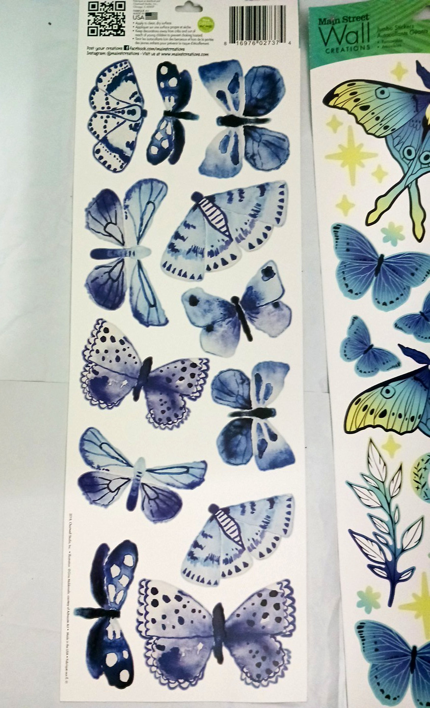 Decorative Wall Decal Stickers. Large house home, Butterflies, leaves, bathroom