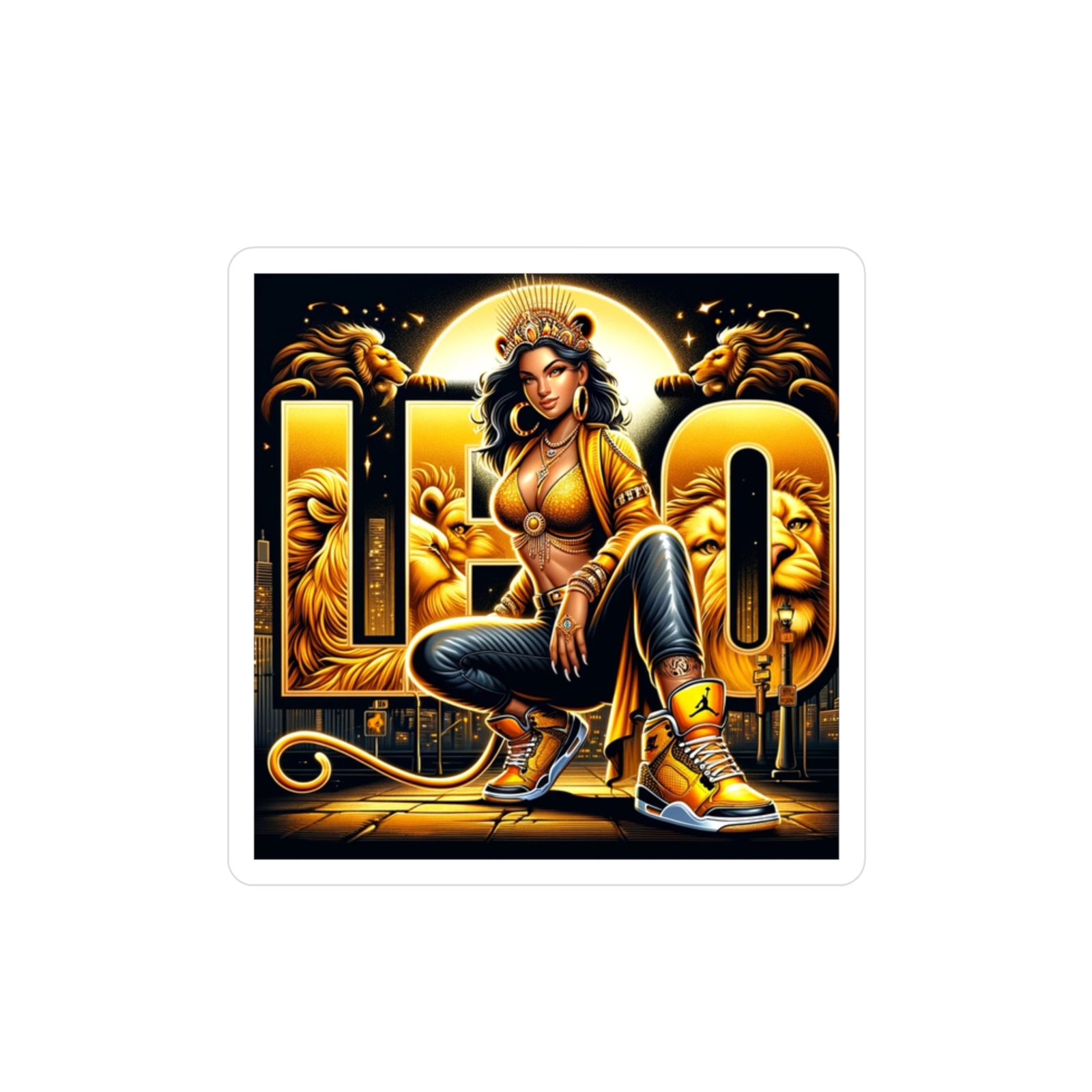 Stylish Leo Woman Sticker – Modern Streetwear Design, Astrology Meets Fashion