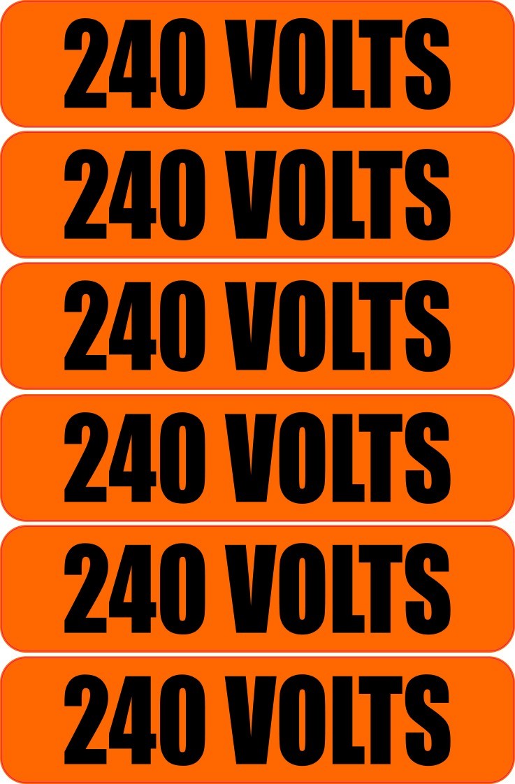 6x 240 Volts Warning Vinyl Decal | Outdoor Laminated | Electrical Safety Sticker