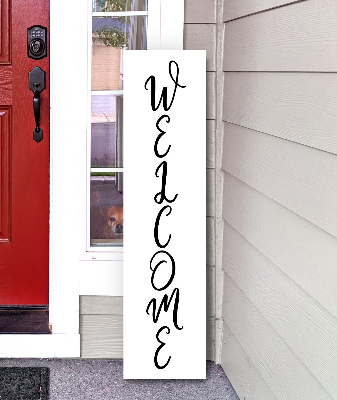 Welcome Vertical Vinyl Decal V3 – Front Porch Home – Die Cut Sticker