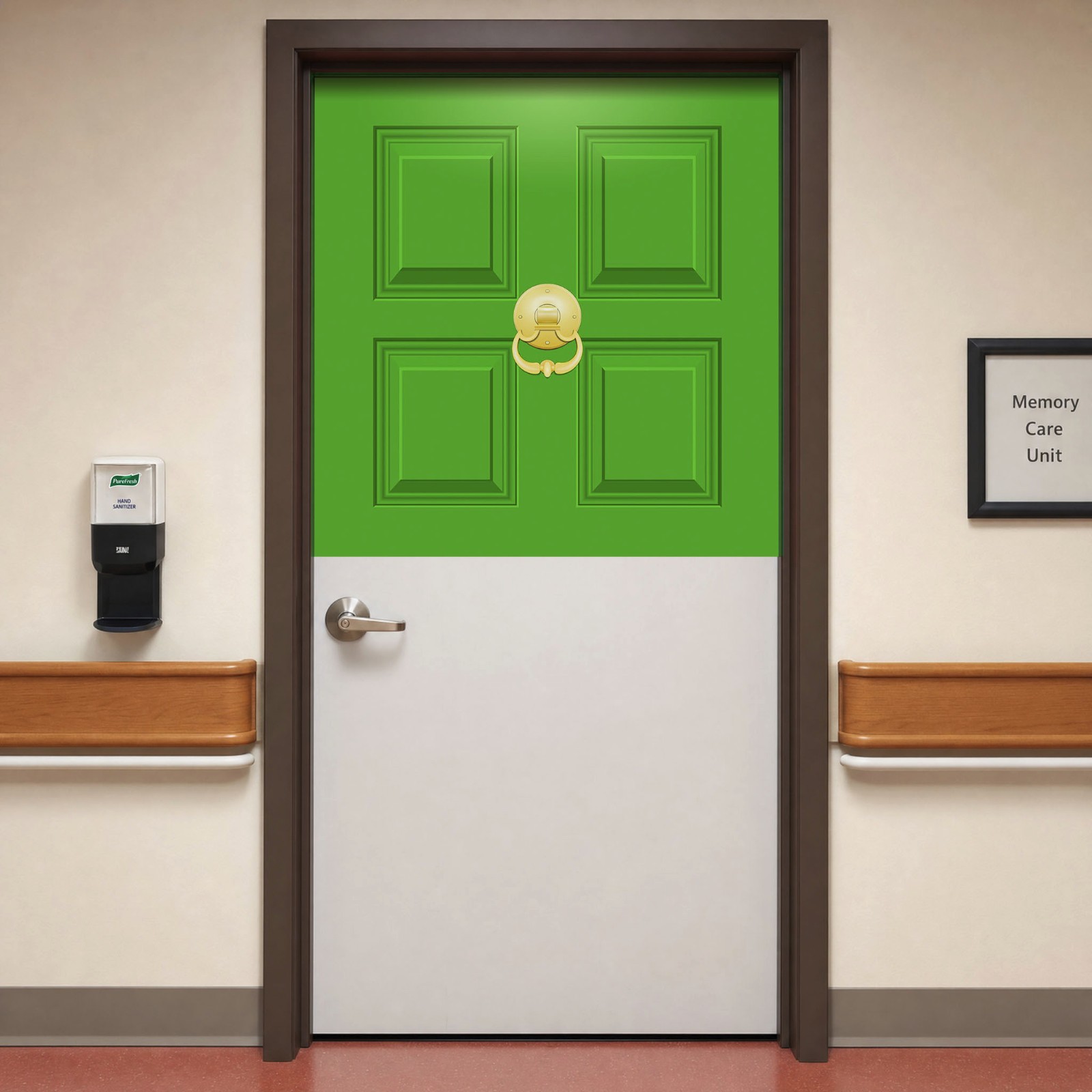 Set of Memory Care Top Half Door Wraps for Wayfinding, Custom Color Murals