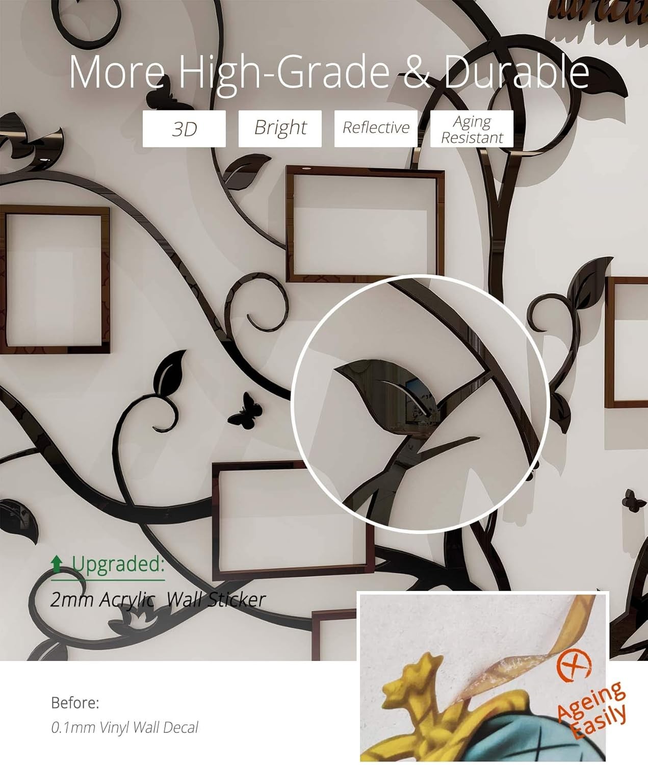DecorSmart Antlers Family Tree Wall Decor for Living Room Picture Frame Collage