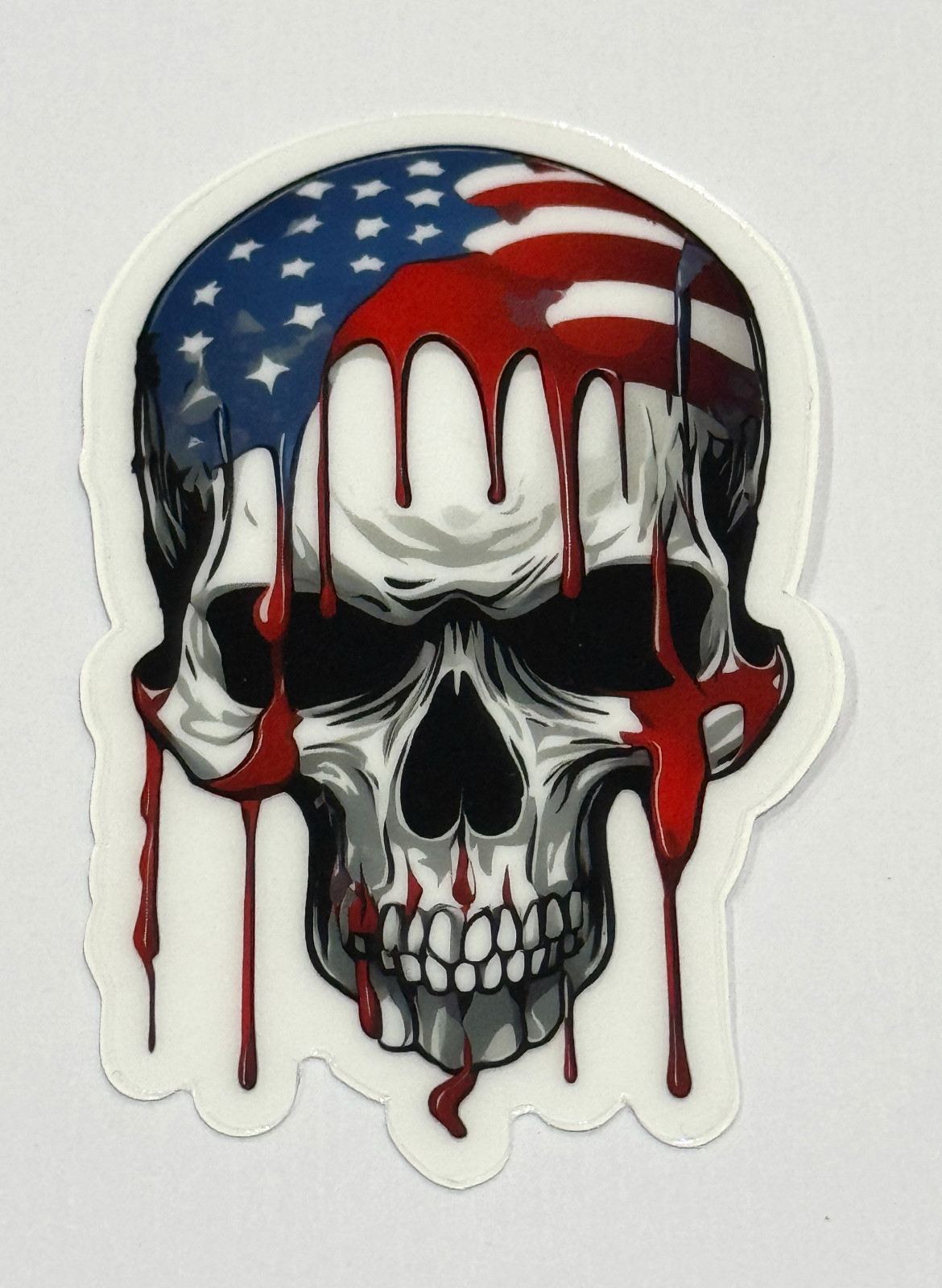 Skull USA – Laminated Clear Sticker – 3" | Matte Clear Sticker