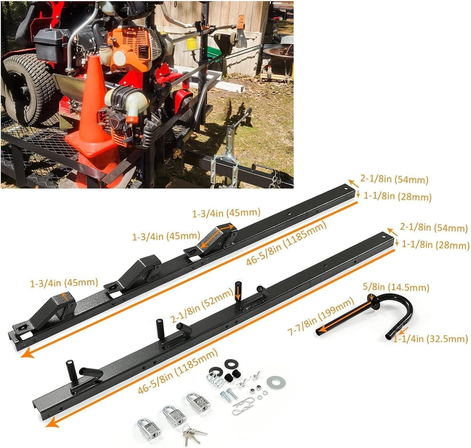 3 Place Weedeater Rack Carrier Mount on Landscape Truck Trailer Enclosed