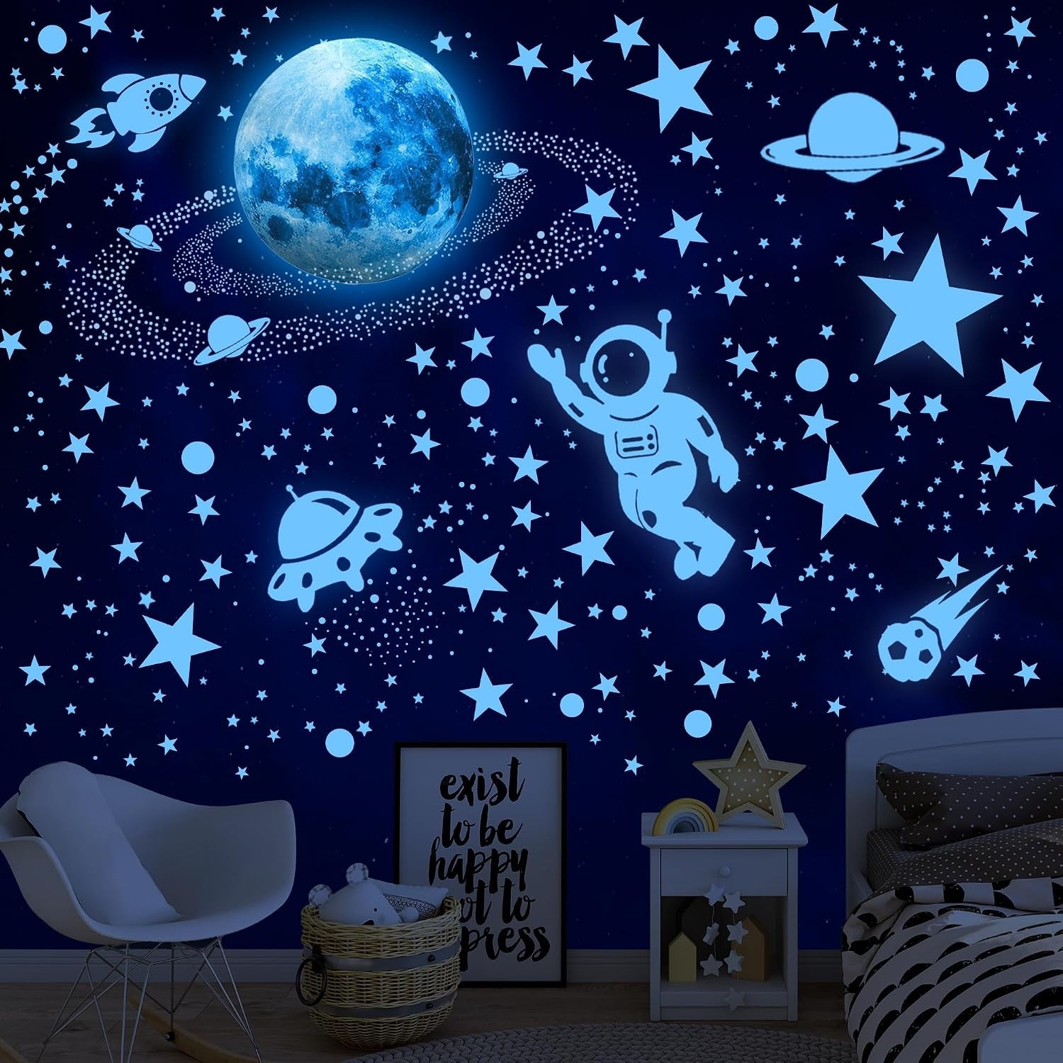 Glow in The Dark Stars Ceiling Stars Glow in The Dark Moon and Star Space Galaxy