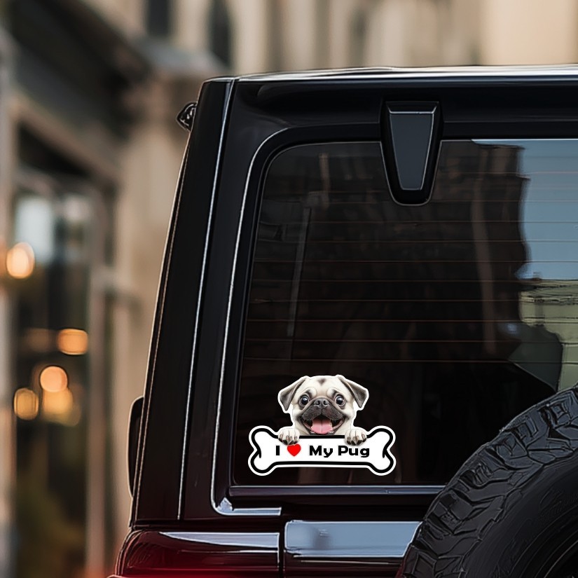 I Love My Pug, Sticker, Peel N' Stick, Different Sizes