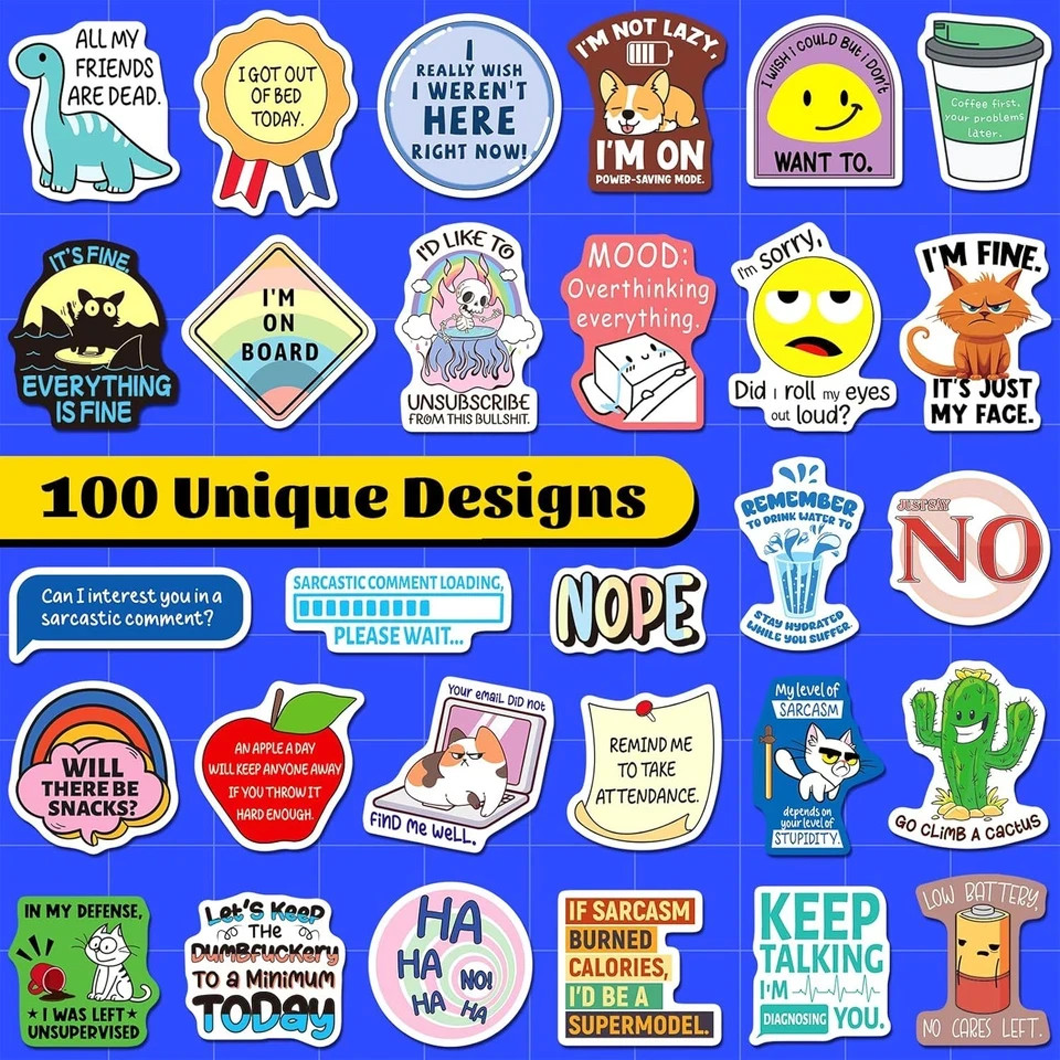 200 Sarcastic Stickers for Adults Funny Stickers Pack for Laptop Snarky Meme Sti