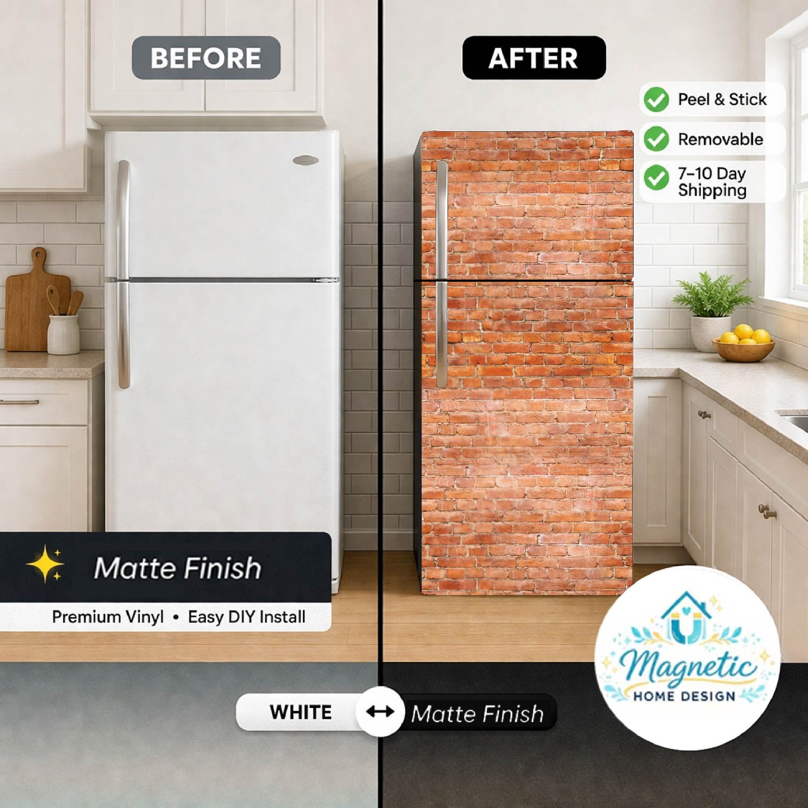 Natural Stone Fridge Vinyl Wrap Waterproof Cover