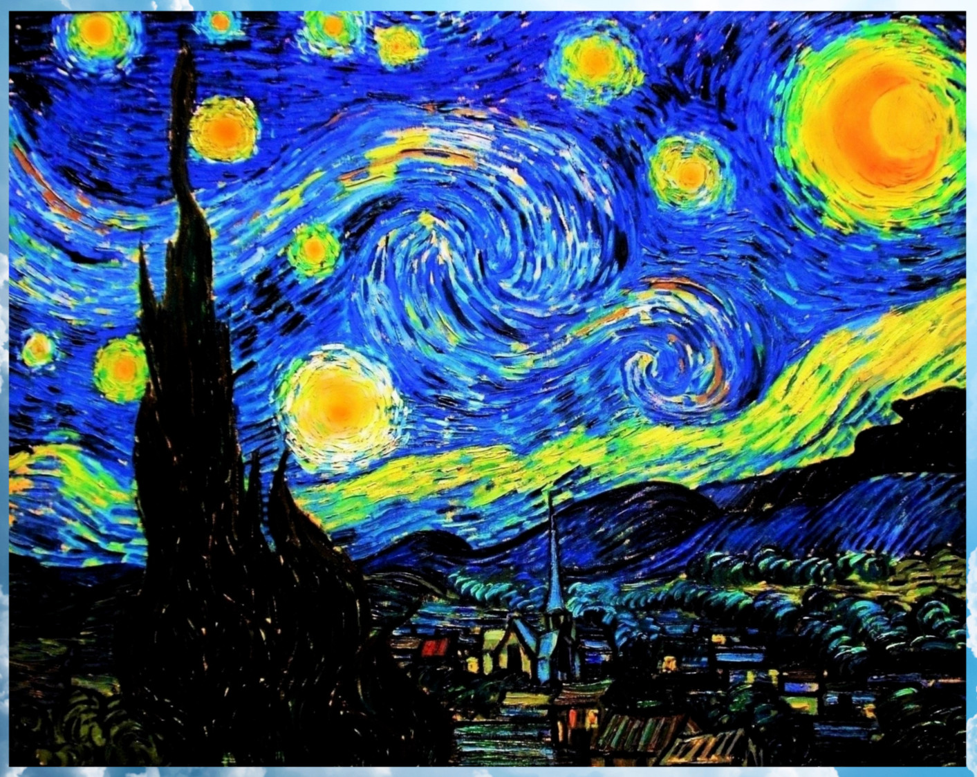 Starry Night Van Gogh WINDOW CLING Size 10.1" Repositionable Vinyl