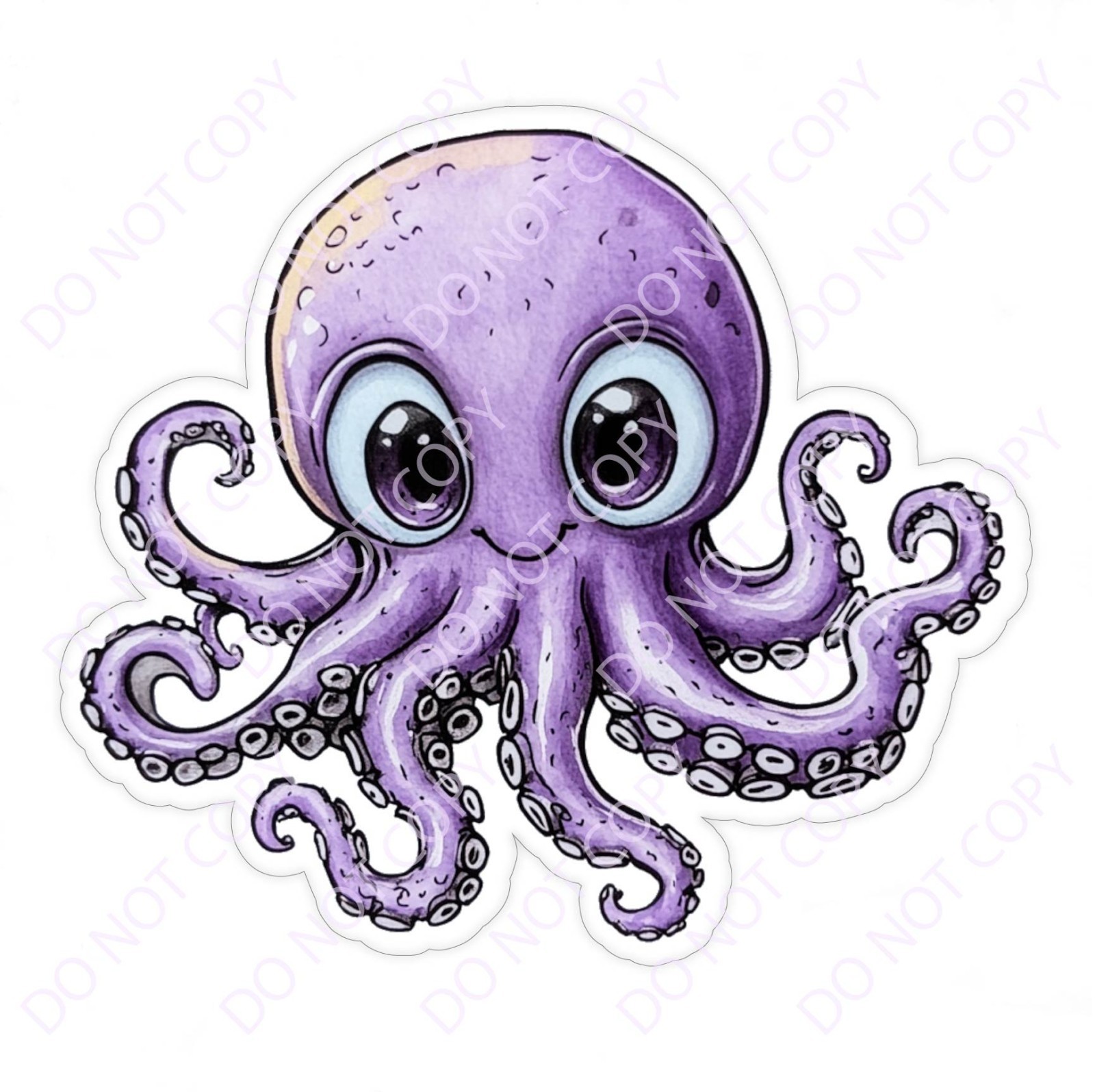 Laminated Vinyl Decal Die Cut Waterproof Sticker – Purple Octopus Squid