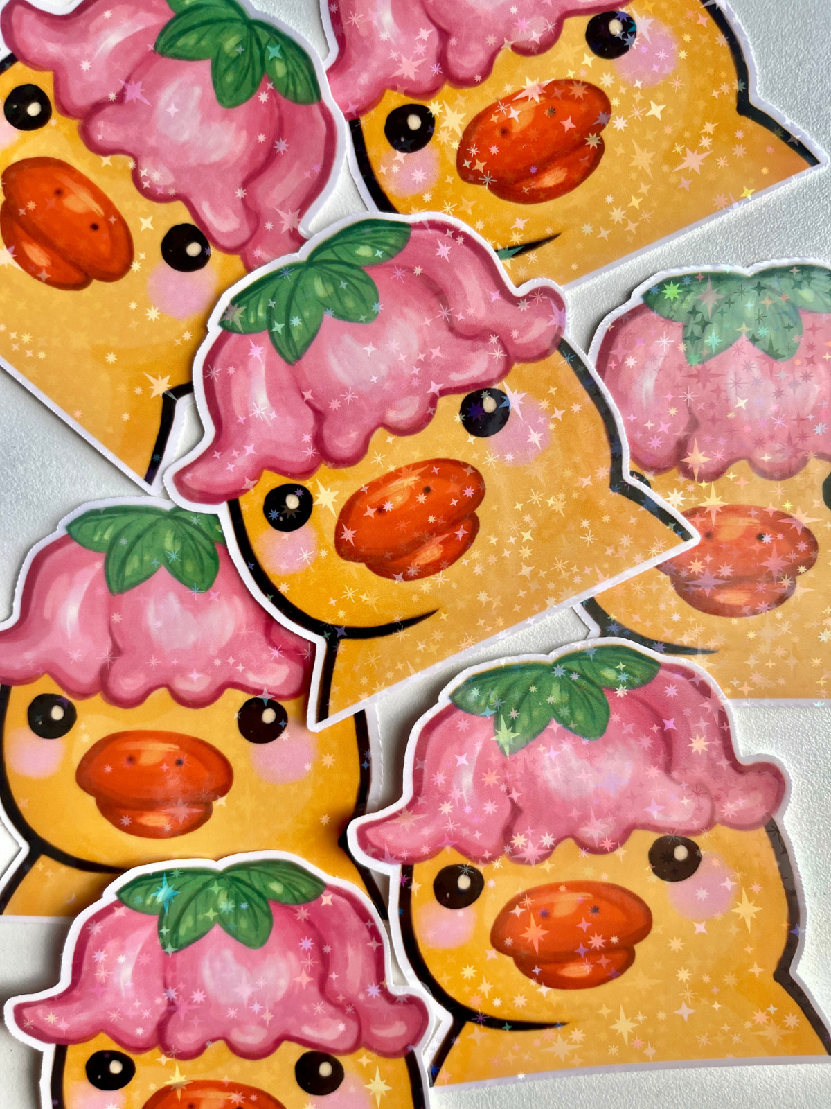 Flower Duck Sticker, Cute Vinyl Die Cut Sticker
