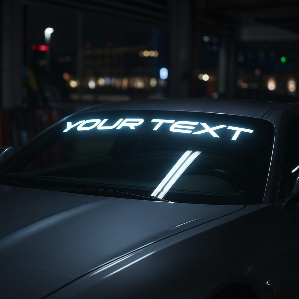 Custom Reflective Windshield Banner Decal Text & Logo | Car Sunstrip 55+ Colors