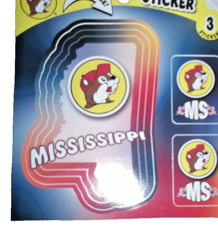 Mississippi Buc-ee's- Beaver Logo Stickers Set/3 MS State Shape: 5"+ Two Smaller