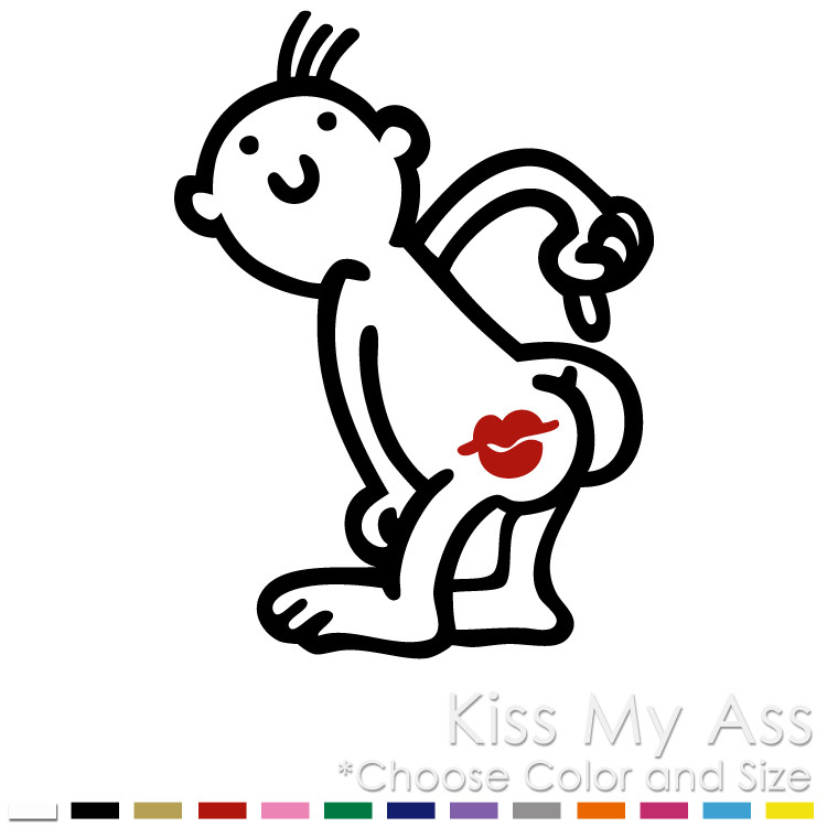 KISS MY ASS TWO COLORS RED KISSING LIPS FUNNY WINDOW VINYL DECAL STICKER (K-01)