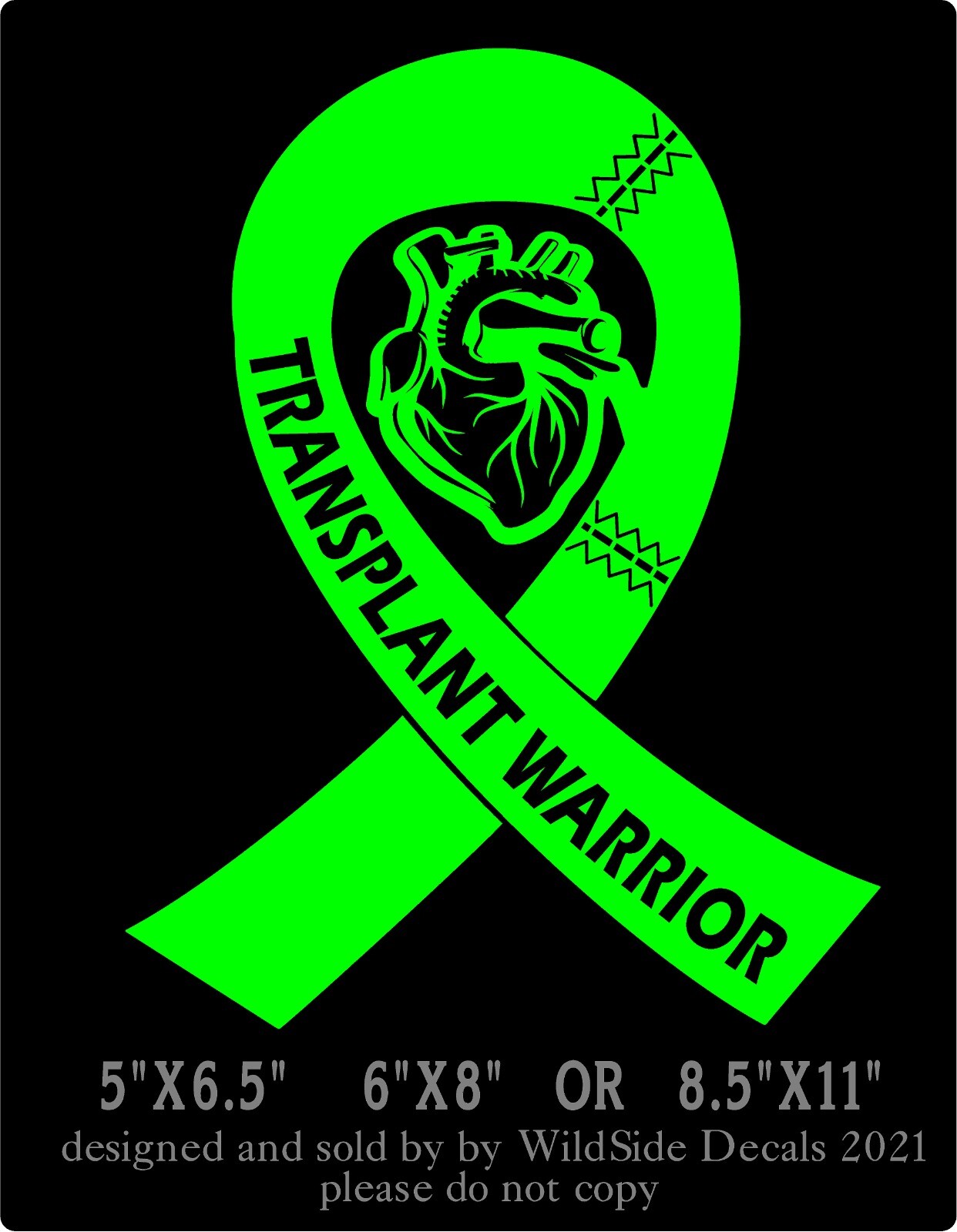 Heart Transplant Warrior Decal Memorial Ribbon Vinyl Car Truck Laptop Sticker