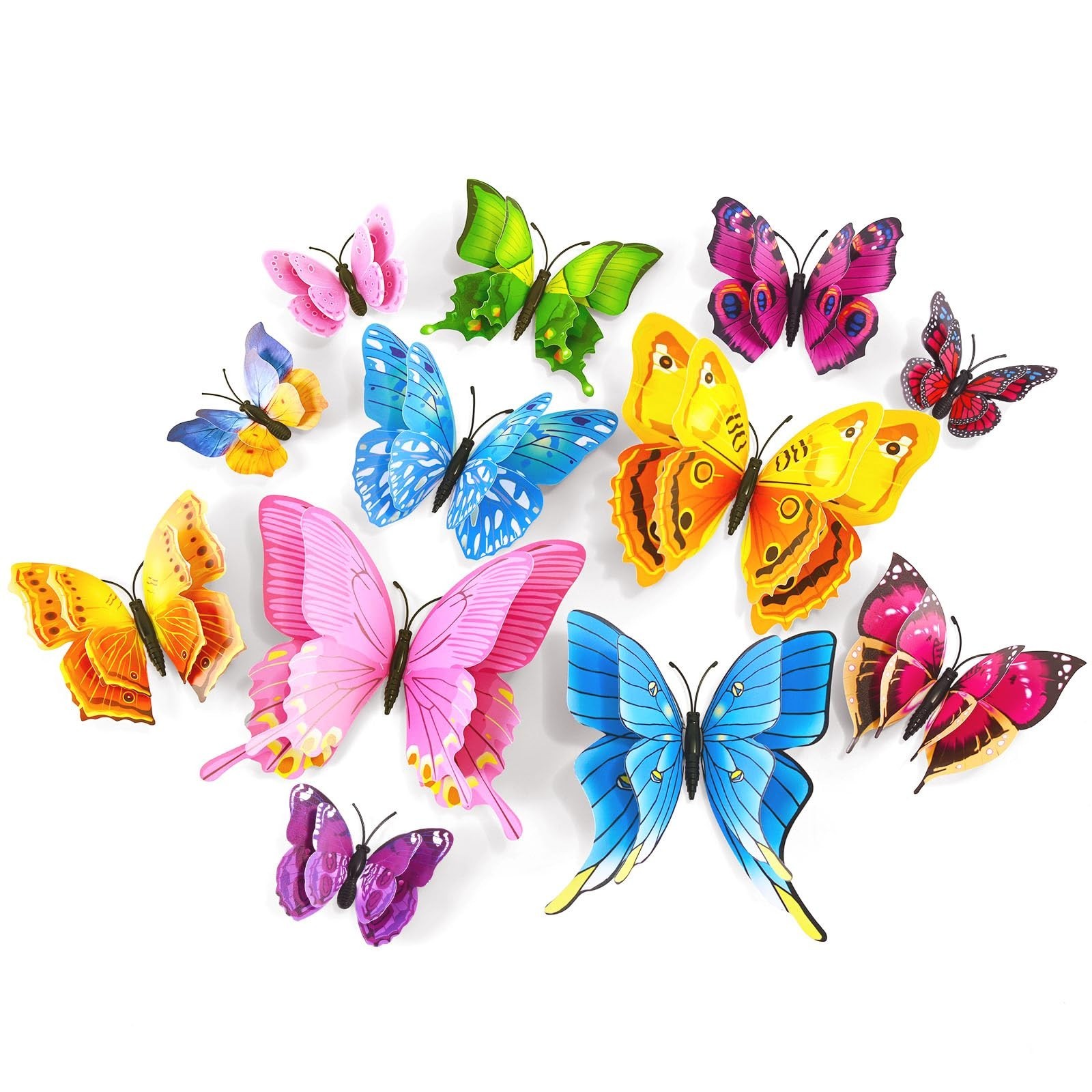 3D Butterfly Wall Decor – 24 Pcs Double Layer Colorful Decorations for Parties,