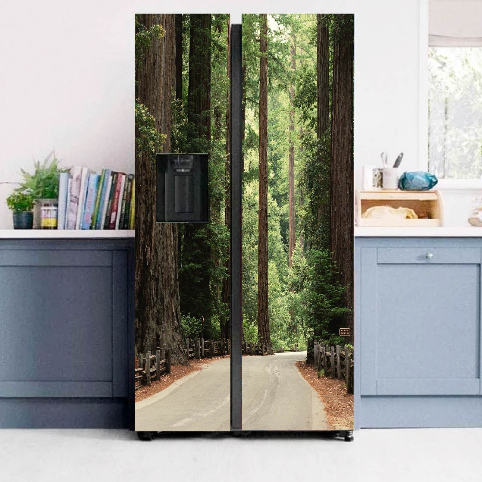 Forest Refrigerator Wrap, Nature Vinyl Fridge Cover