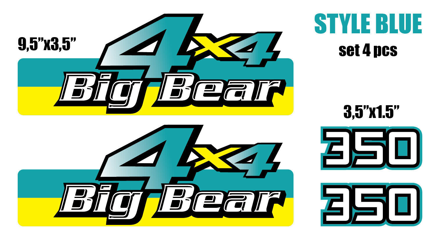 Blue Gas Tank Graphics kit fits Y350 Yamaha Big Bear 4×4 2×4 Side Decal Sticker