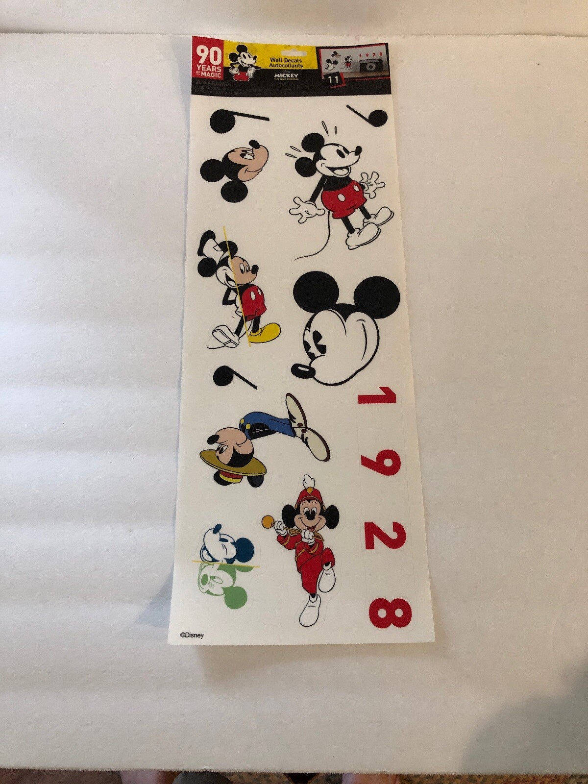 Mickey Mouse wall stickers 11 re-position-able decals room decor 6" X 17" sheet