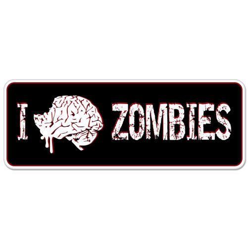 I Brain Zombies car bumper sticker decal 7" x 2"
