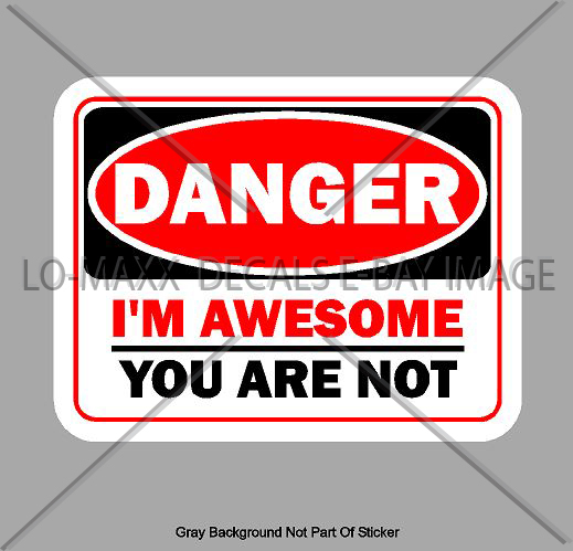 Danger I'm Awesome You Are Not Unique Funny Wacky Novelty Printed Vinyl Sticker