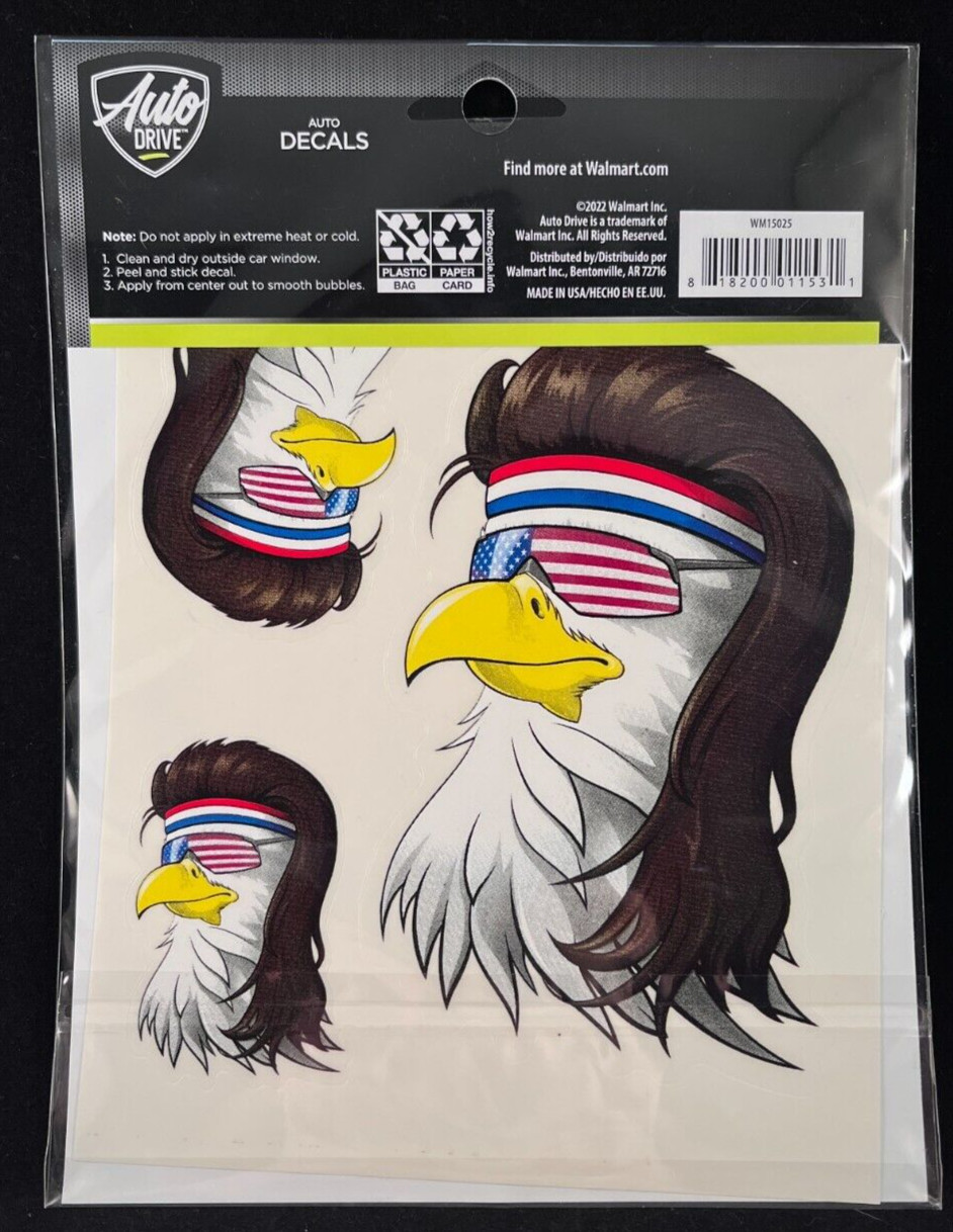 Auto Drive – American Eagles w/ Mullet – 4 Decals – Vinyl Decal Stickers