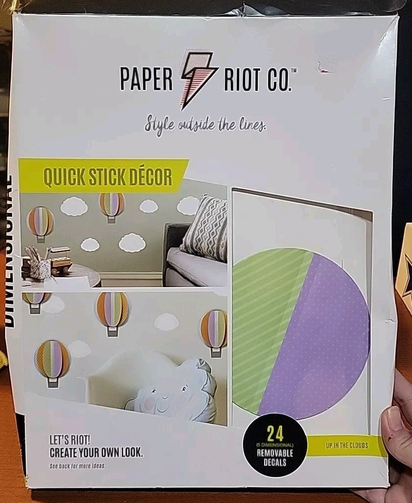 Paper Riot Co. Quick Stick Decor Up In The Clouds 24 Removable Wall Decals New