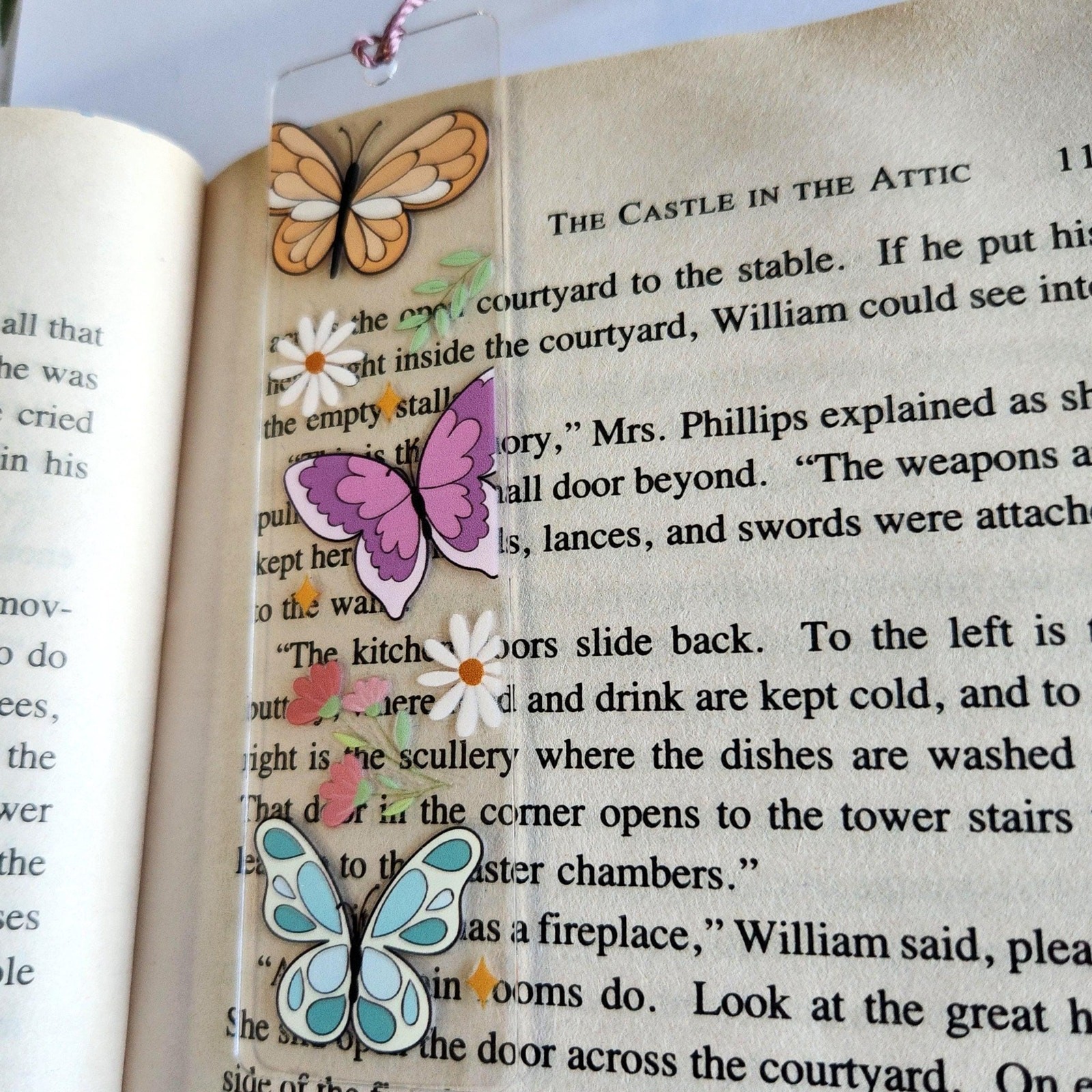 Butterfly Daisy Flower Bookmark Clear Acrylic Cute Coquette Bookish Gift For Her