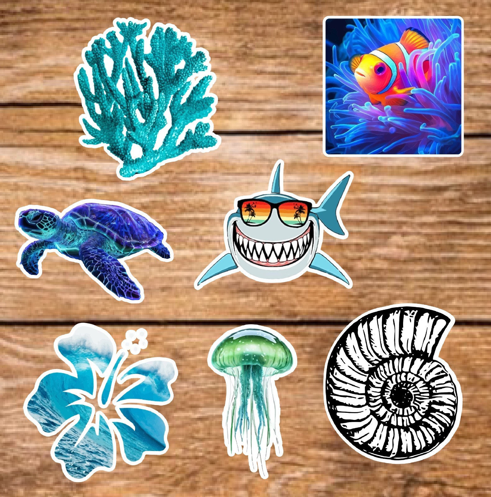 Salt Life (7 Sticker Set) 3in, Waterproof, Glossy Finish Vinyl.