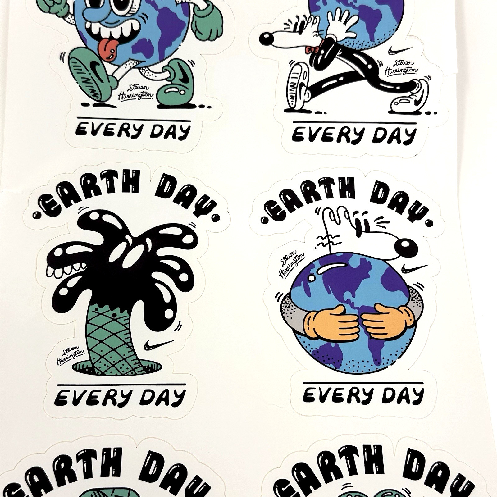 Nike ACG X Steven Harrington Sticker Sheet Earth Day Pack 6 Decals 4" Nike Logo