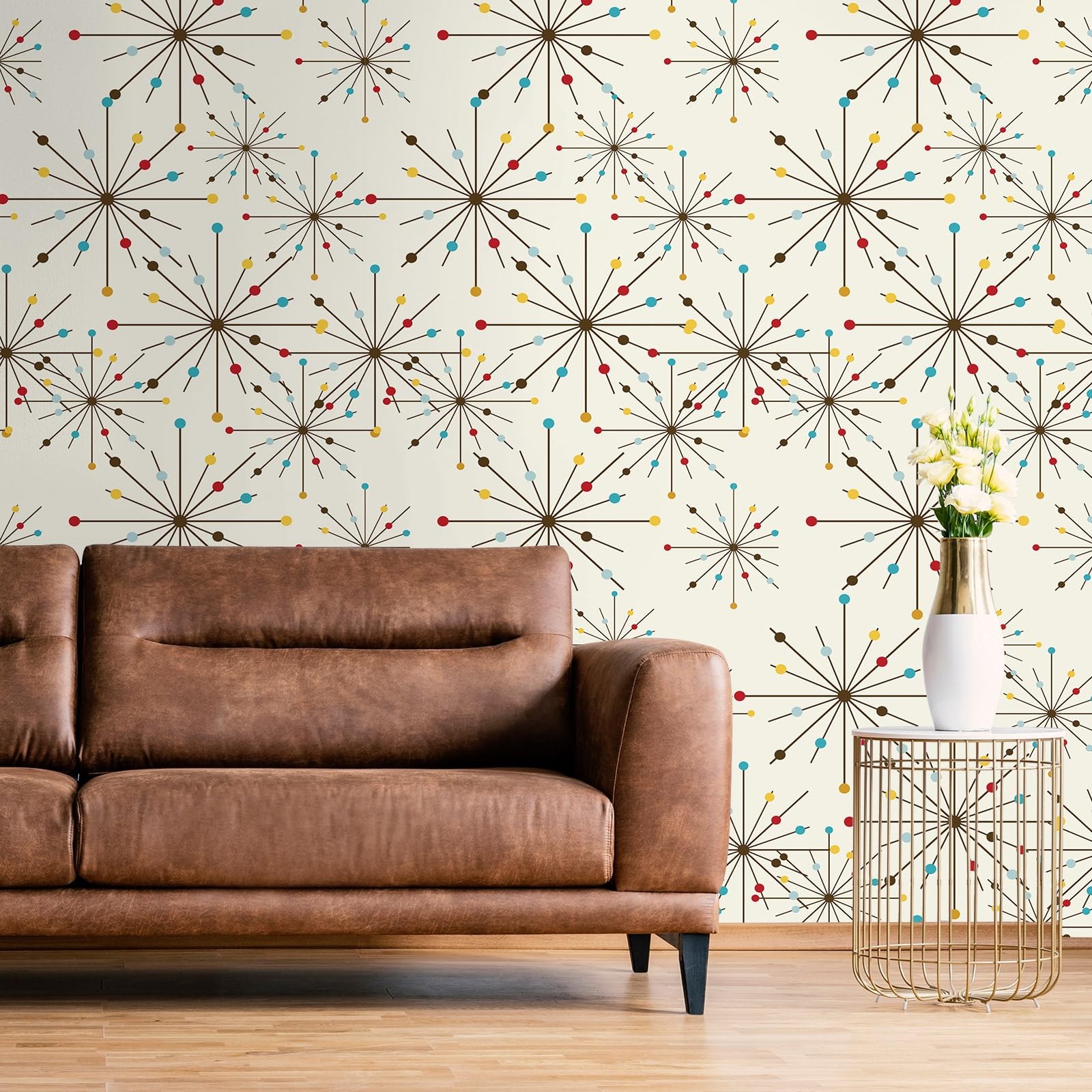 Mid Century Wallpaper 15.75" x 118" Mid Century Modern Peel and Stick Wallpap…