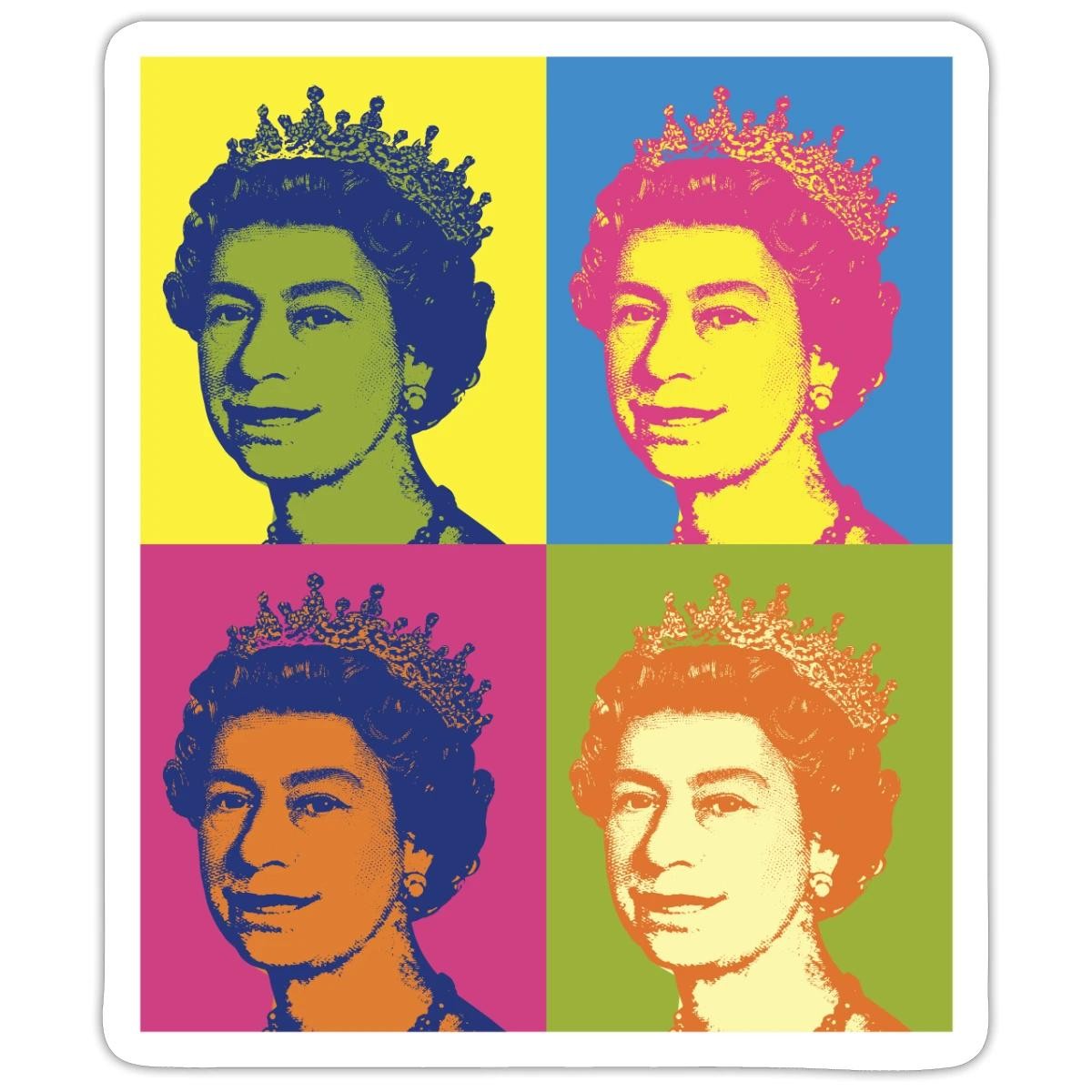 Queen Elizabeth II Royal Pop Art Sticker, max. 4 x 4"