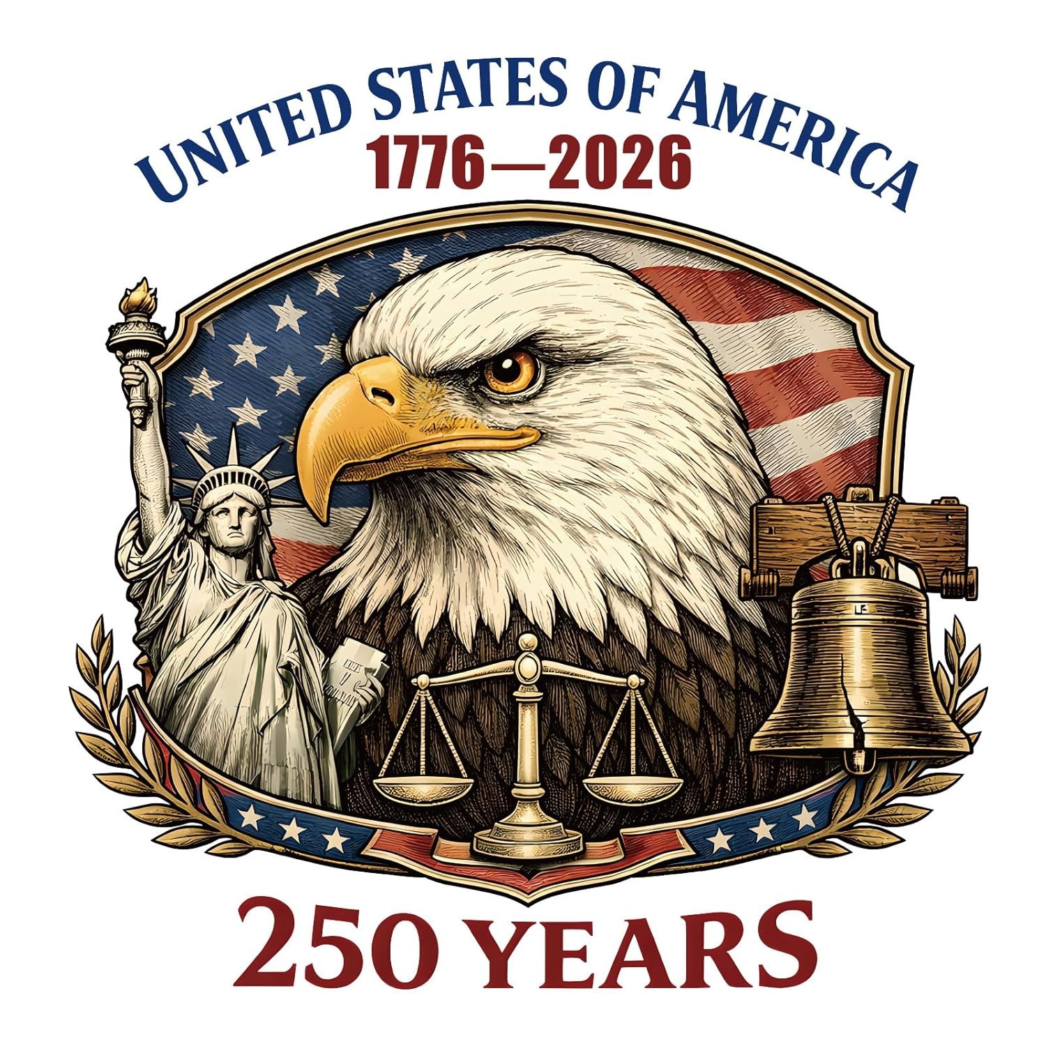 USA Car Decal Sticker 250th Anniversary 1776-2026 Patriotic Bumper 3pcs