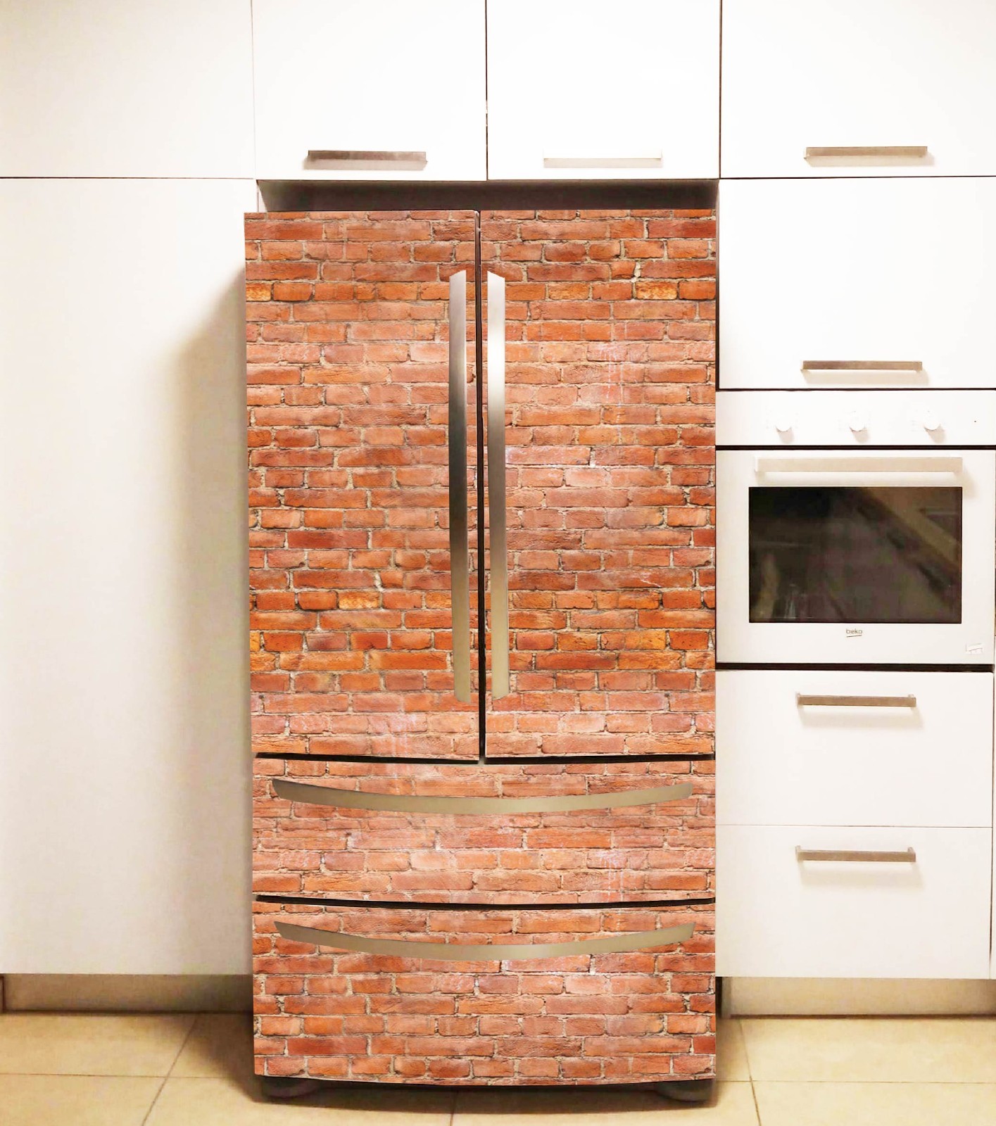 Natural Stone Fridge Vinyl Wrap Waterproof Cover