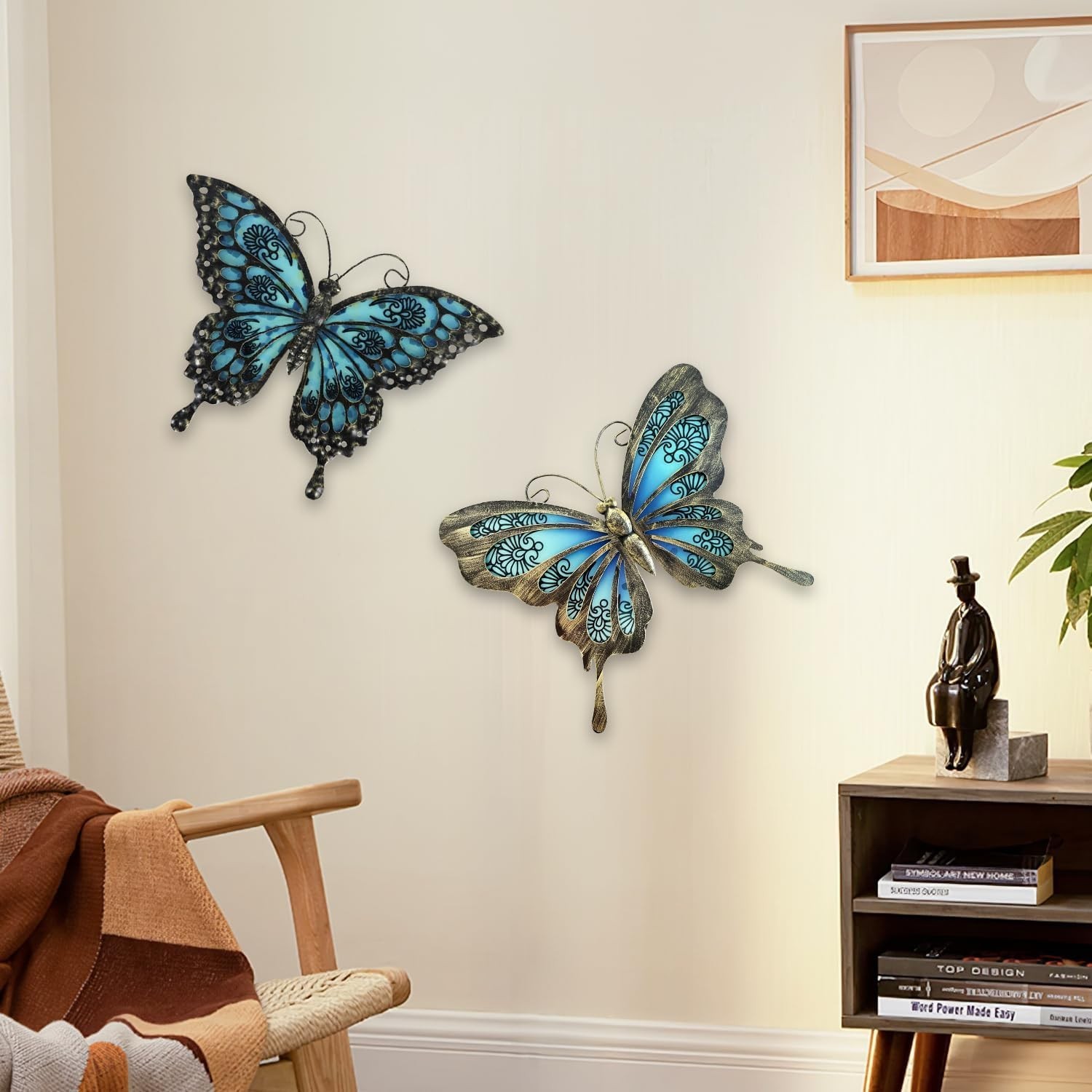 Lifelike 12" Butterfly Wall Hanging – Weatherproof, Ideal for -Round Decor