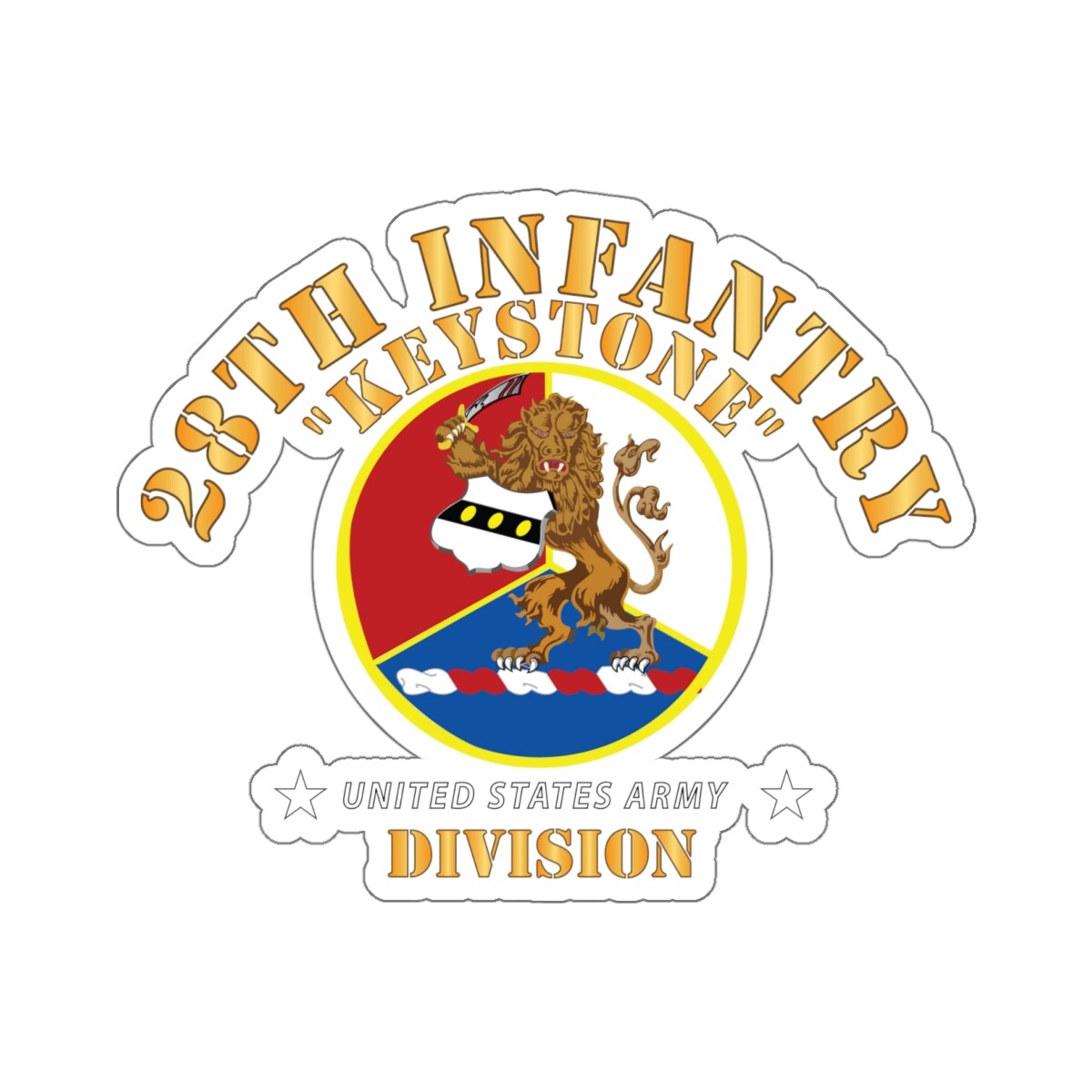Kiss-Cut Stickers – Army – 28th Infantry Division – Keystone – DUI wo Stars