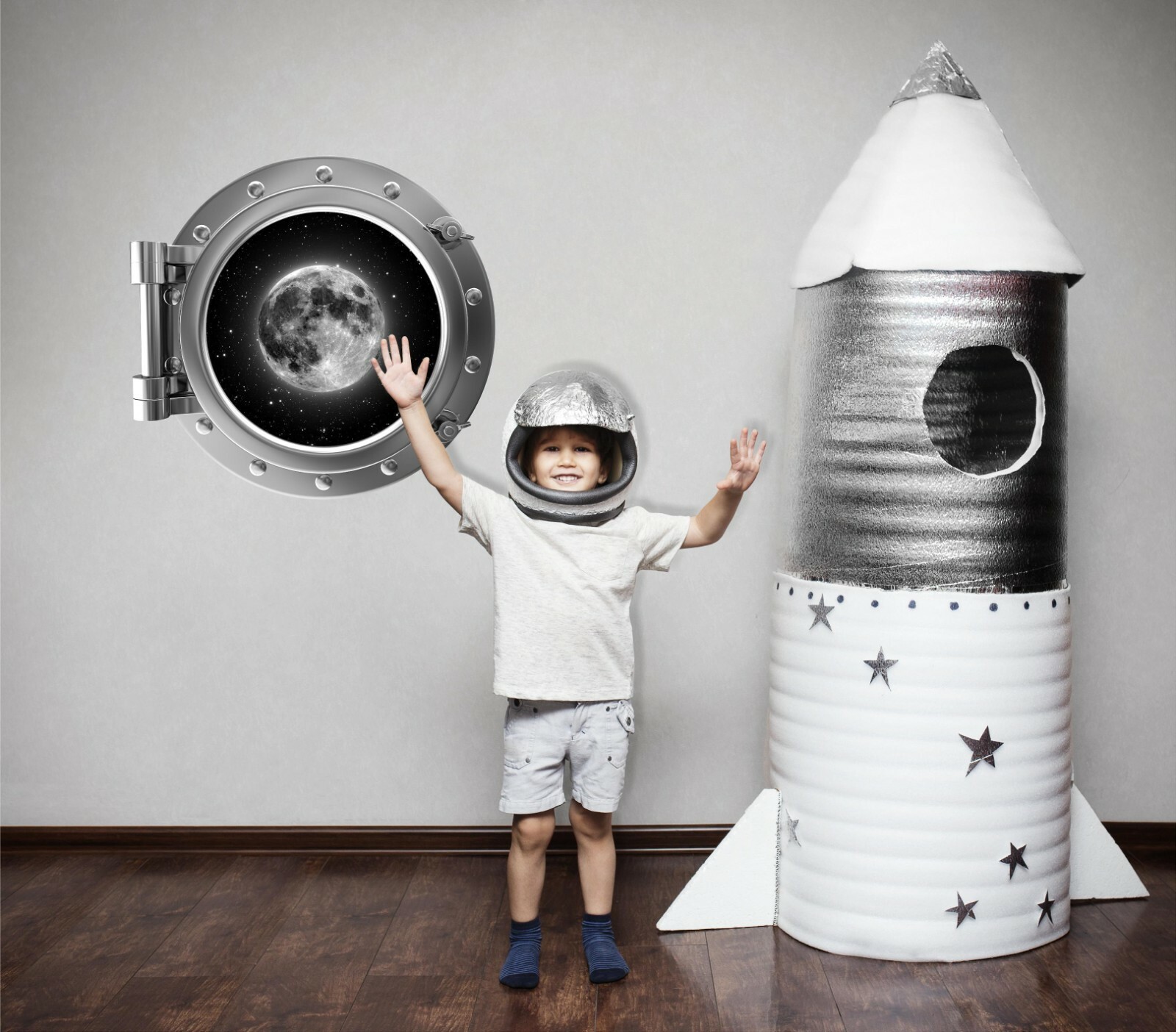 PortScape Moon #1 Space Porthole Window Wall Decal Removable Vinyl Wall Sticker