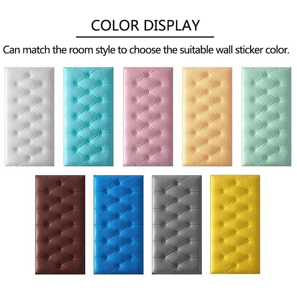 10x 3D Foam Panels Leather Style Wall Sticker Tile Self-adhesive Wallpaper Decor