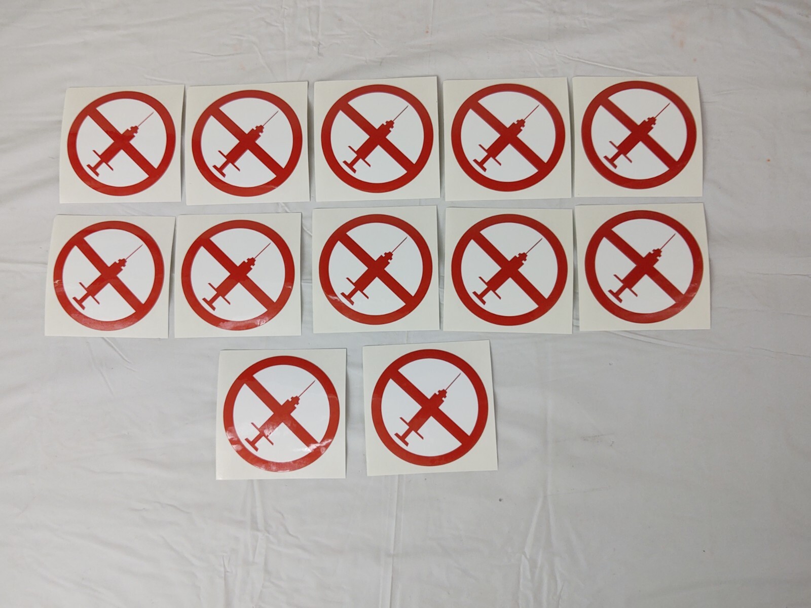No Syringe Needles Round Trash Can Receptacle Stickers 12 Individual Stickers