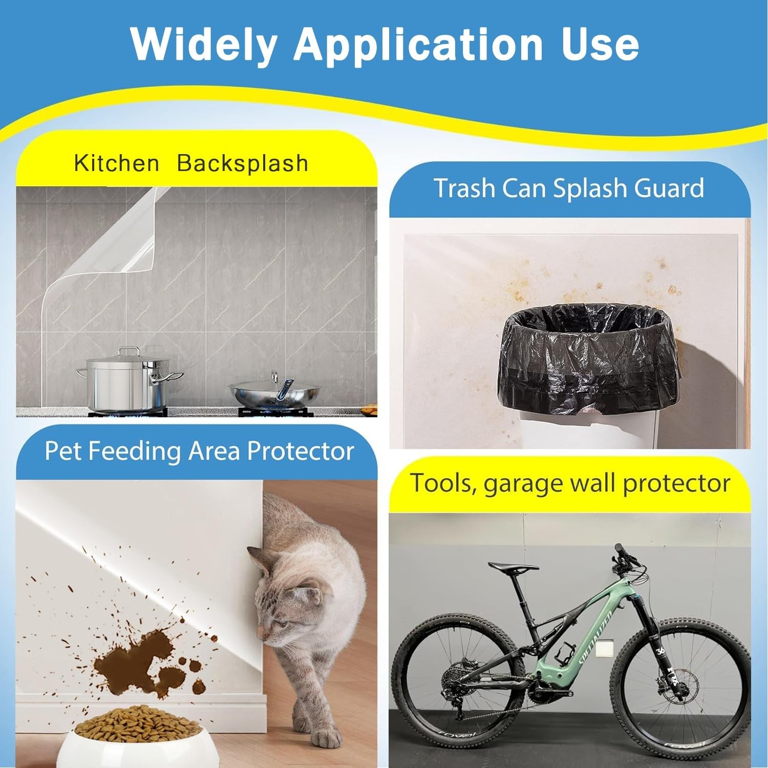 Clear Wall Protector, 15.7in*32.8ft Adhesive-Free Cover for Kitchen & Office …